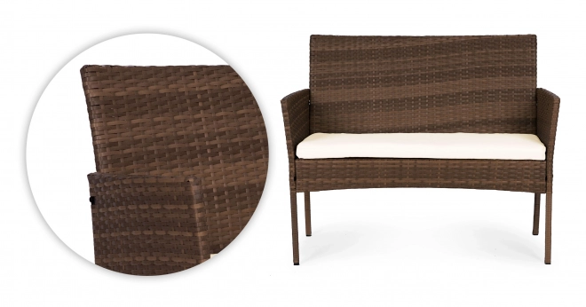 Set mobilier de grădină cu aspect de ratan – bancă, masă, scaune maro MultiGarden