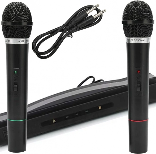 Set karaoke cu 2 microfoane fără fir și stație de recepție
