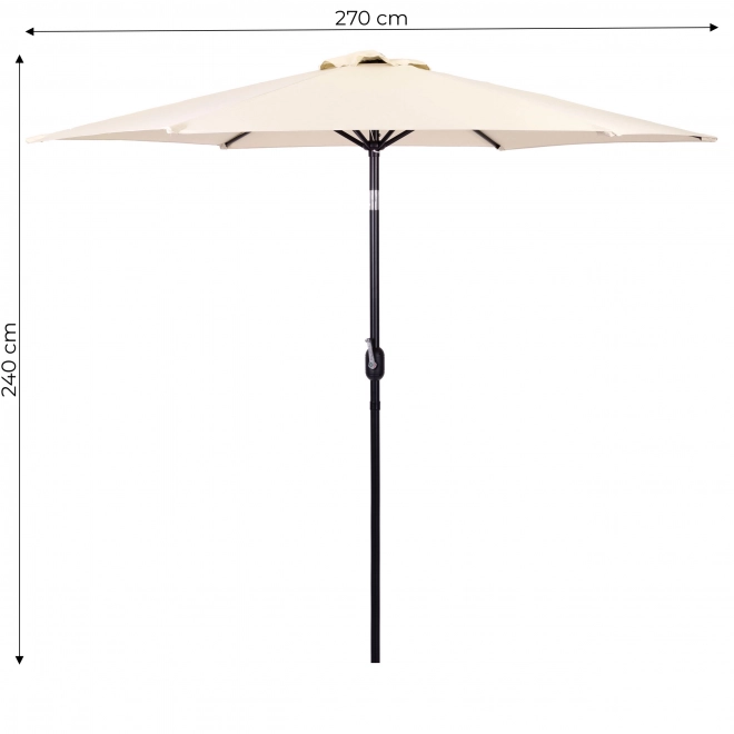 Umbrelă de grădină mare înclinată, cu manivelă, 6 spițe, bej, 270 cm
