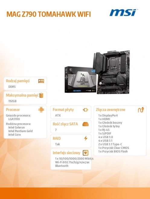 Placa de bază performantă pentru gaming MAG Z790 Tomahawk Wifi