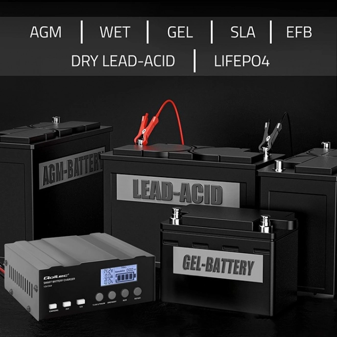 Încărcător inteligent cu microprocesor 12V/24V cu funcție de reparare pentru baterii AGM GEL LiFePO4