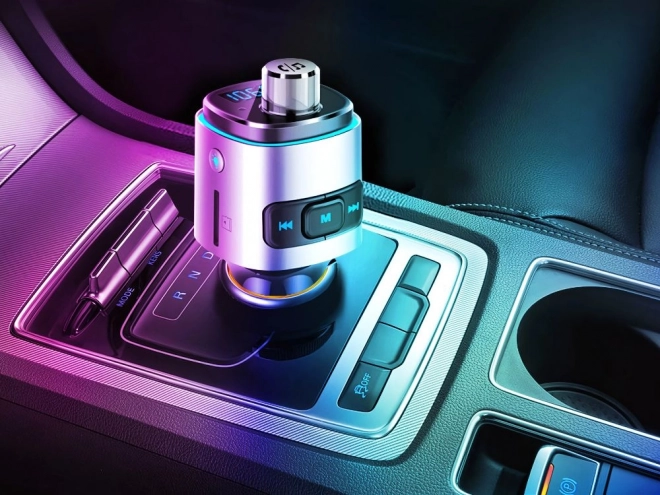 Transmițător FM Bluetooth pentru mașină cu încărcător dublu USB și iluminare LED