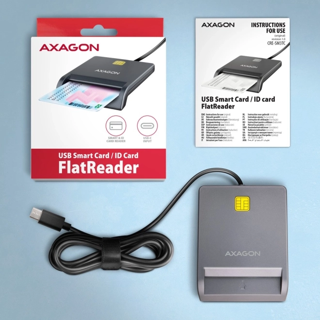 Cititor de carduri de identificare AXAGON USB-C cu cablu