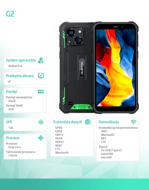 Smartfon rezistent G2 4G 64GB Verde