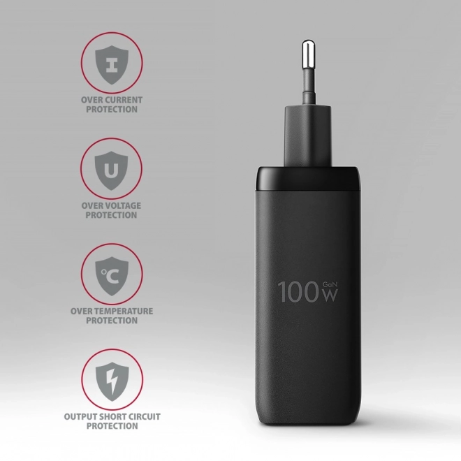 Încărcător GaN 100W cu 3 porturi AXAGON