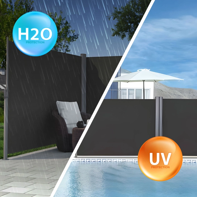 Markiză dublă față 300x300x180 cm paravan solar pentru intimitate antracit MultiGarden