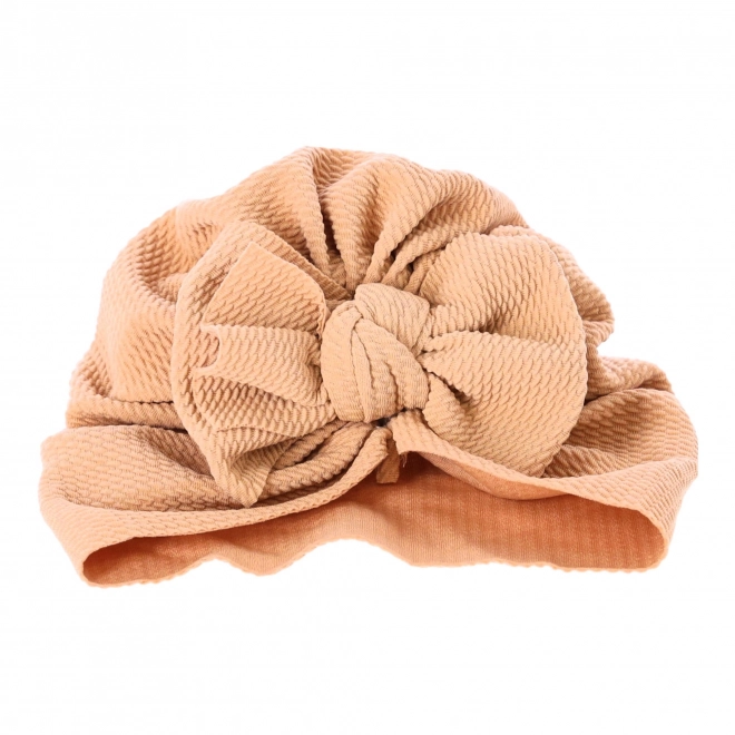 Turban pentru bebeluși cu fundă, pălărie pentru fetițe - maro