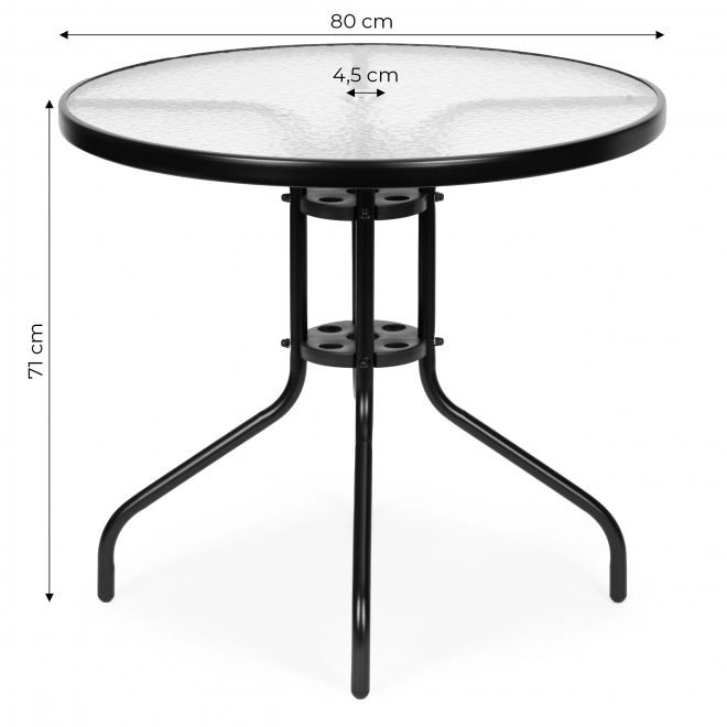 Masă rotundă de grădină 80 cm cu orificiu pentru umbrelă