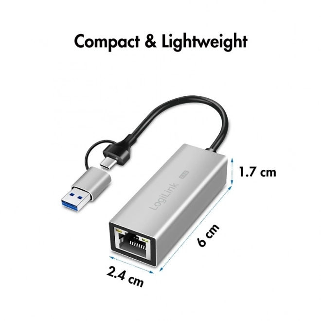 Adaptor USB-A/USB-C la Ethernet 2,5G, gri