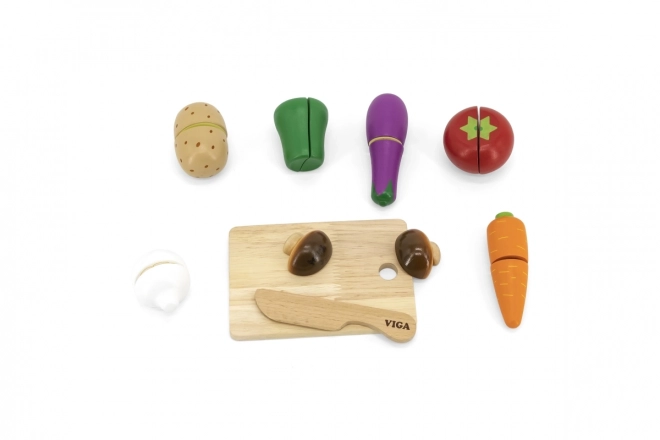 Set de tăiat din lemn - legume pentru copii