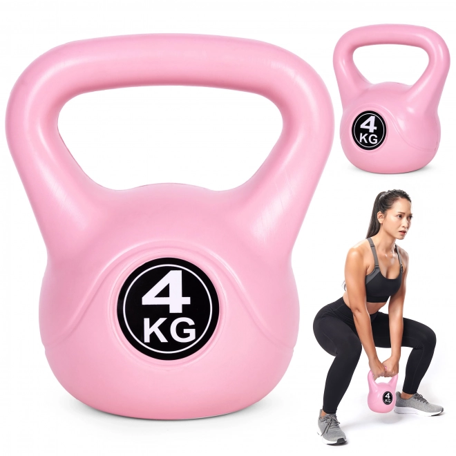 Kettlebell 4 kg roz pentru exerciții