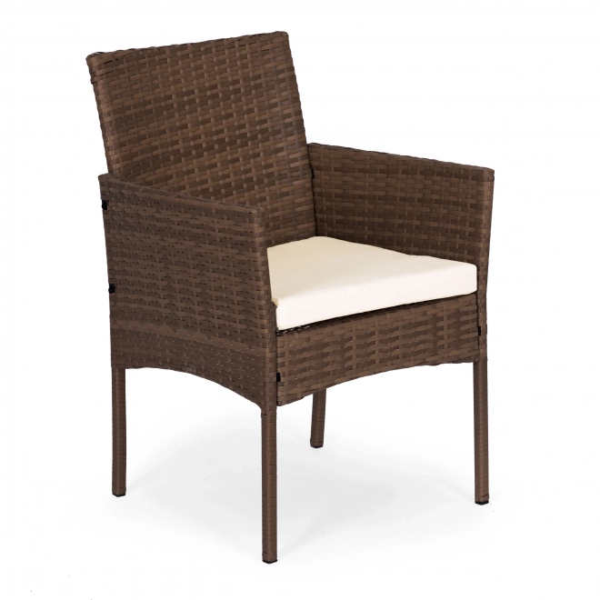 Set mobilier de grădină cu aspect de ratan – bancă, masă, scaune maro MultiGarden