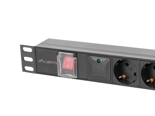 Listă de alimentare Rack PDU Lanberg 19 inci 1U 16A 5x Schuko neagră