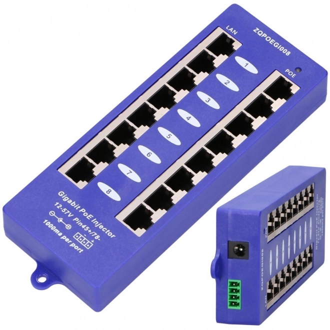Injektor gigabit PoE Extralink cu 8 porturi