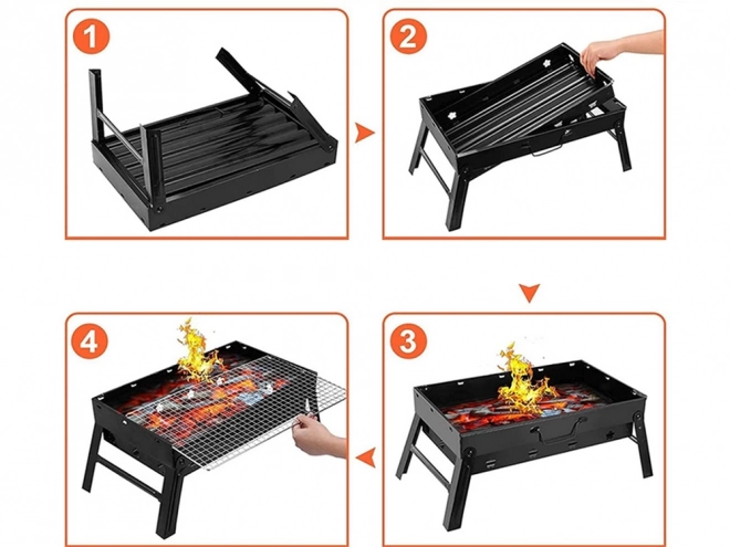 Grătar portabil pliabil pe cărbune pentru camping și BBQ