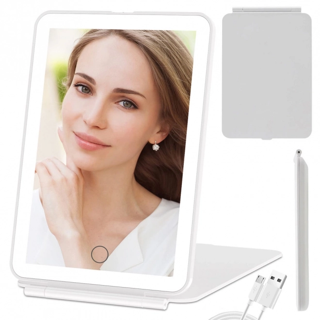 Oglindă cosmetică LED pliabilă pentru călătorii