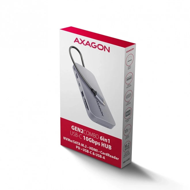 Hub USB-C 6-in-1 AXAGON cu M.2 și HDMI