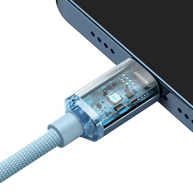 Cablu USB-C la iP Baseus Crystal Shine, 20W, 2m (albastru)