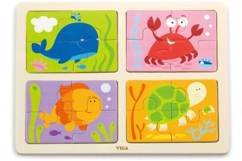 Puzzle de lemn 4 în 1 - mare