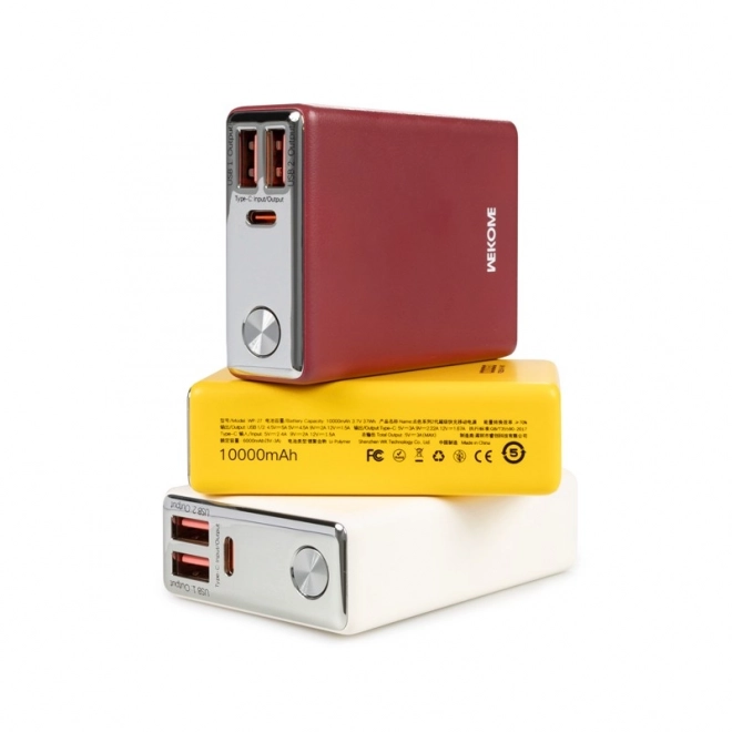 Baterie externă 10000 mAh încărcare rapidă USB-C PD 20W și 2x USB-A QC3.0 22.5W roșu