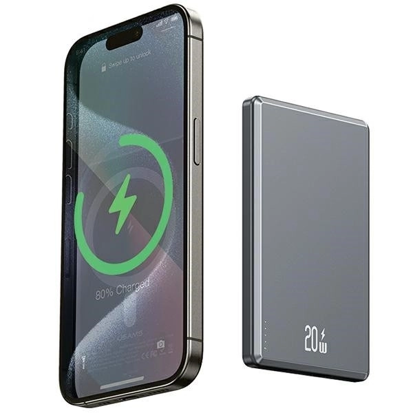 Powerbank inductiv 5000mAh MagSafe încărcare rapidă PD 20W Gri
