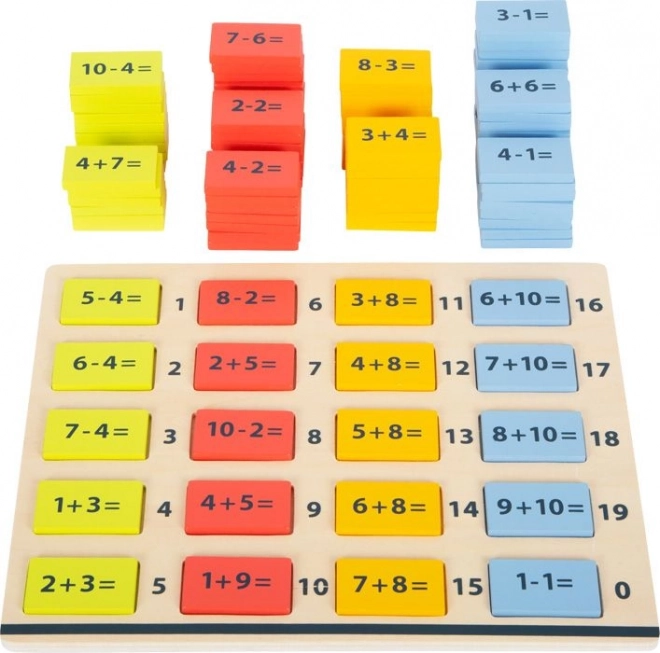 Tabelă matematică din lemn, colorată – adunare și scădere