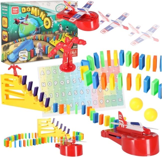 domino cu lansator de avioane – set educațional STEM
