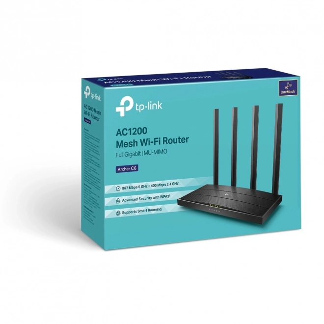 Router wireless Archer C6 AC1200 cu 4 porturi LAN și 1 WAN