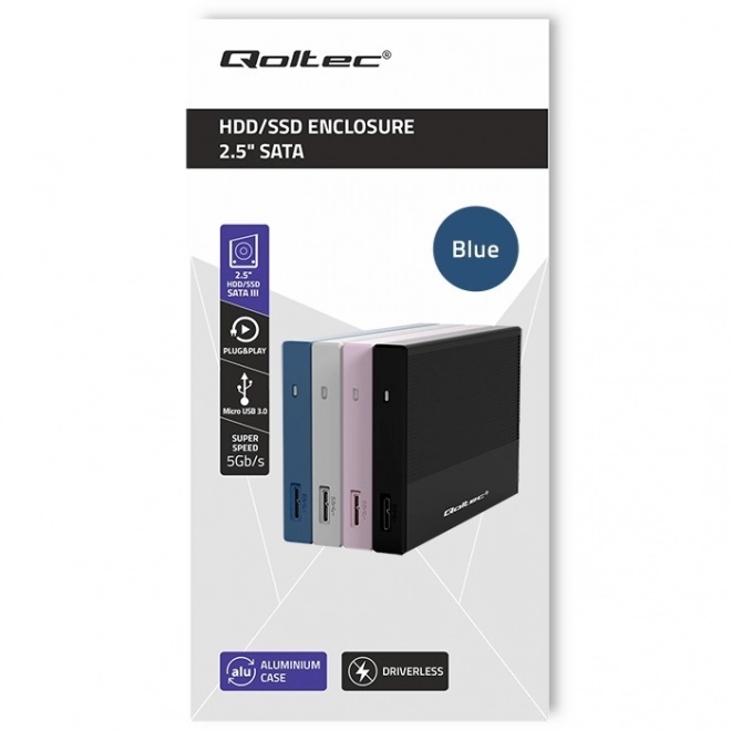 Carcasă externă pentru SSD și HDD 2.5" USB 3.0 albastră