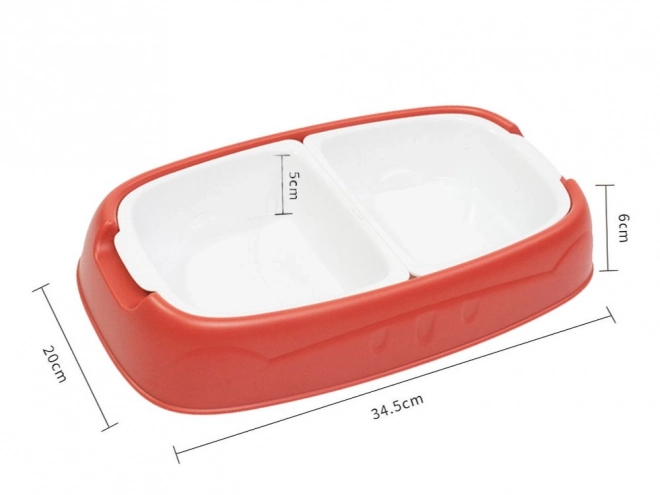 Bol dublu pentru pisici și câini din plastic cu bol detașabil pentru hrană și apă