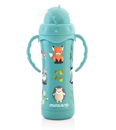Sticlă termică cu pai din oțel, 240 ml pentru copii