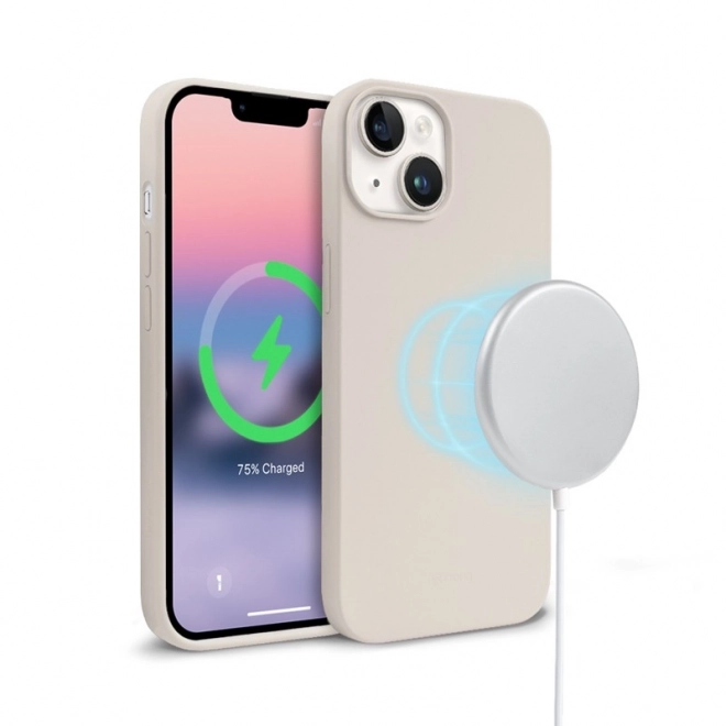 Husă Magnetică Color Cover pentru iPhone 14 și iPhone 13 Bej