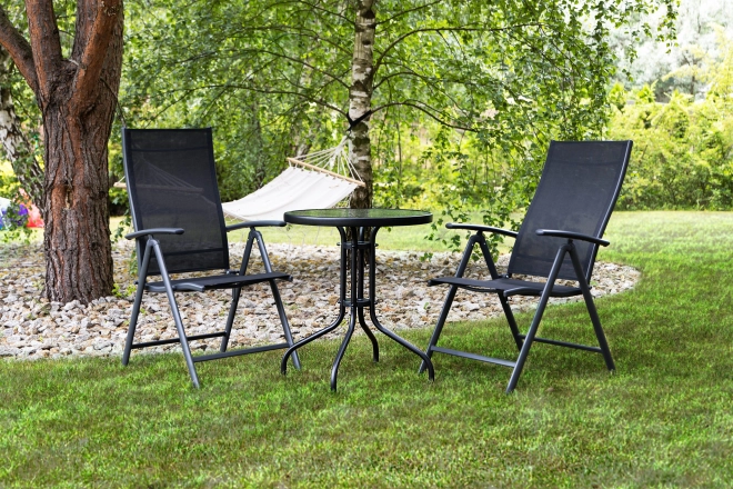 Masă rotundă de grădină 80 cm cu orificiu pentru umbrelă