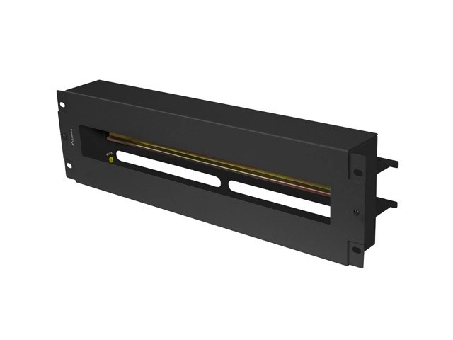 Panou de distribuție a tensiunii 3U 19 inci cu șină DIN TS-35 negru