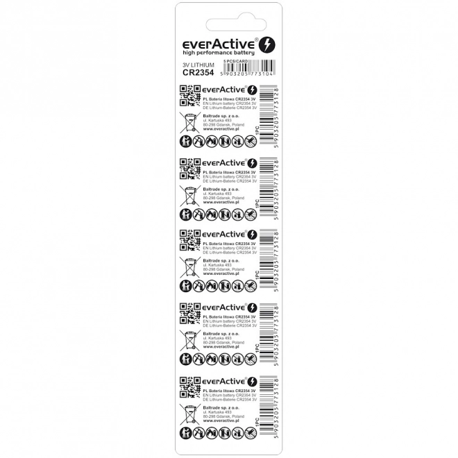 Baterii Litium Mini EverActive CR2354, Set de 5