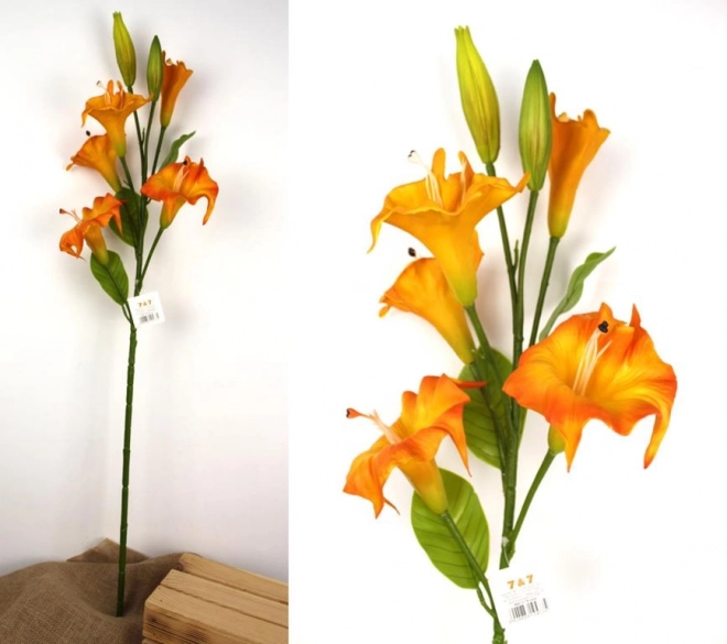 Floare Datura din cauciuc, frunze din plastic, înălțime 100 cm, portocaliu