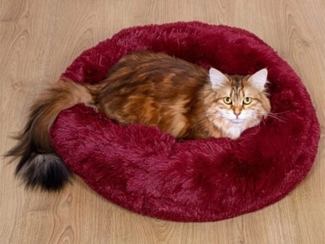 Pisică pufoasă pat moale canapea pernă 80 cm – burgundy