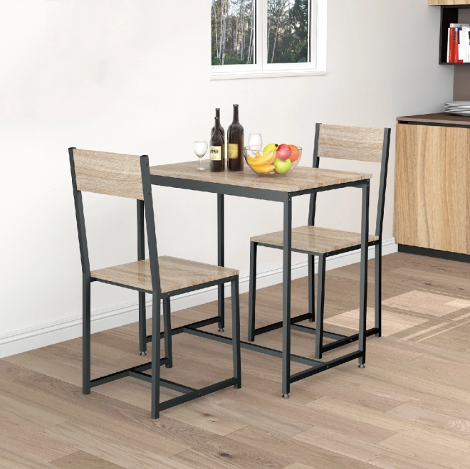 Set de mobilier: masă și 2 scaune din metal și MDF