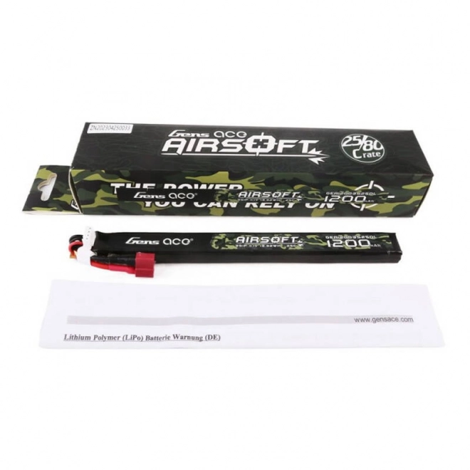 Baterie Lipo Gens Ace pentru Airsoft 11.1V 1200mAh cu conector T lung