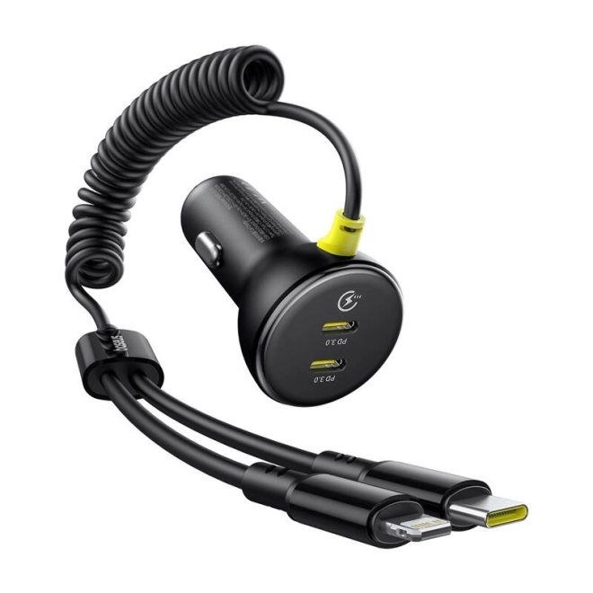 Încărcător auto Baseus cu USB-C și cablu Lightning 60W
