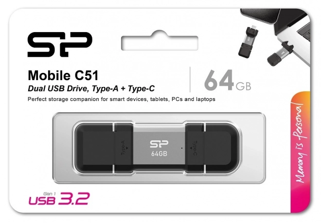 Pendrive USB-C și USB-A 64GB ultra-rapid