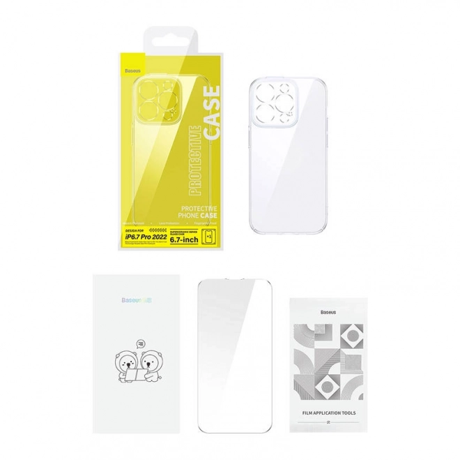 carcasă transparentă și sticlă securizată pentru iPhone 14 Plus Baseus SuperCeramic