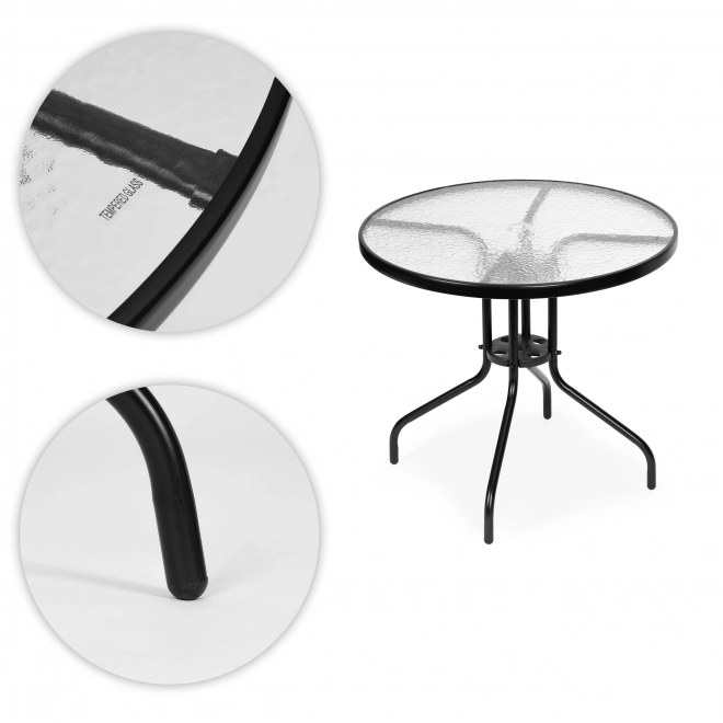 Masă rotundă de grădină 80 cm cu orificiu pentru umbrelă