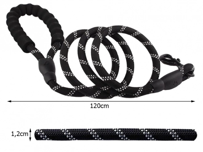 Lesă din frânghie puternică reflectorizantă pentru câini, cu mâner din spumă, 120 cm