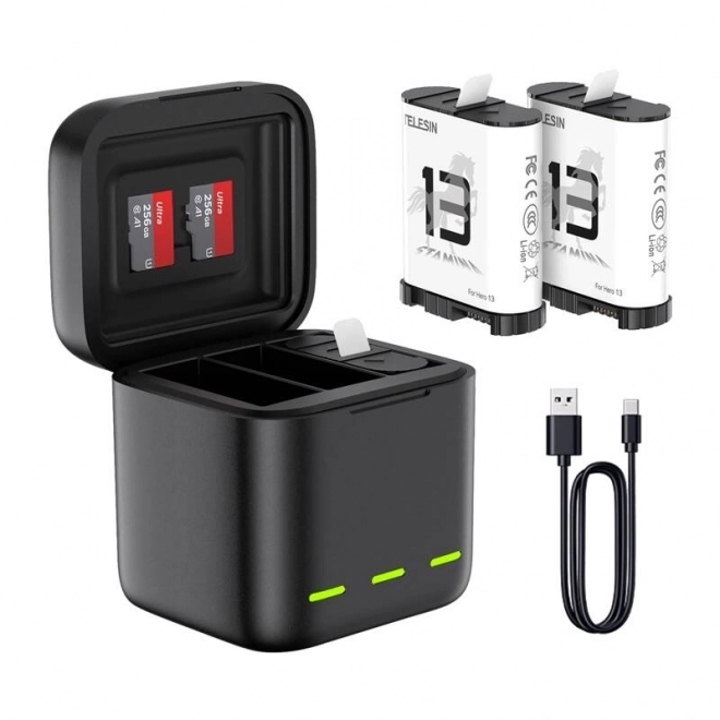Încărcător cu trei canale Telesin pentru GoPro Hero 13 Black