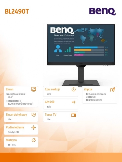 Monitor LED 24 inch cu ecran IPS și HDMI