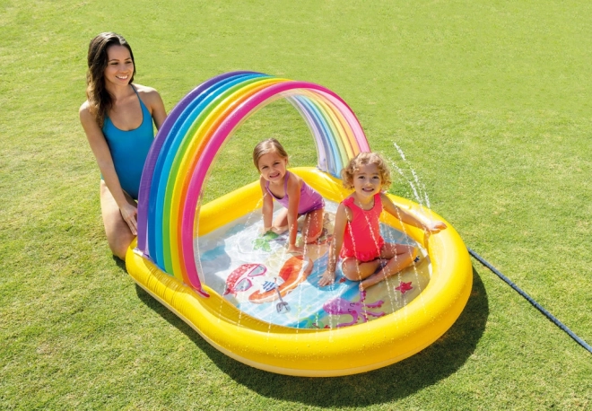 Piscină gonflabilă cu acoperiș de curcubeu