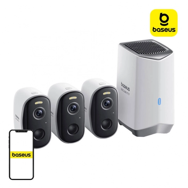Set de 3 camere de supraveghere exterioare Baseus N1 2K