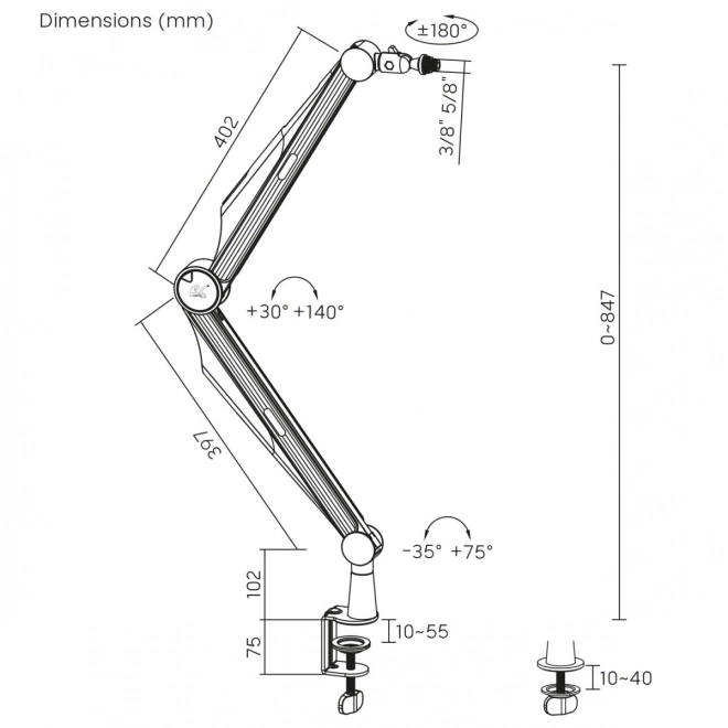 Suport de microfon cu filet 3/8 și 5/8