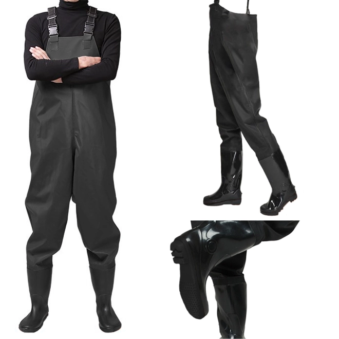 Pantaloni de pescuit impermeabili cu bretele ajustabile